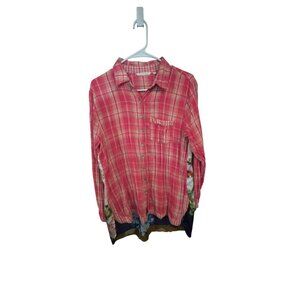 Soft Surroundings Womens Plaid & Floral Button-Up Shirt‎ M
